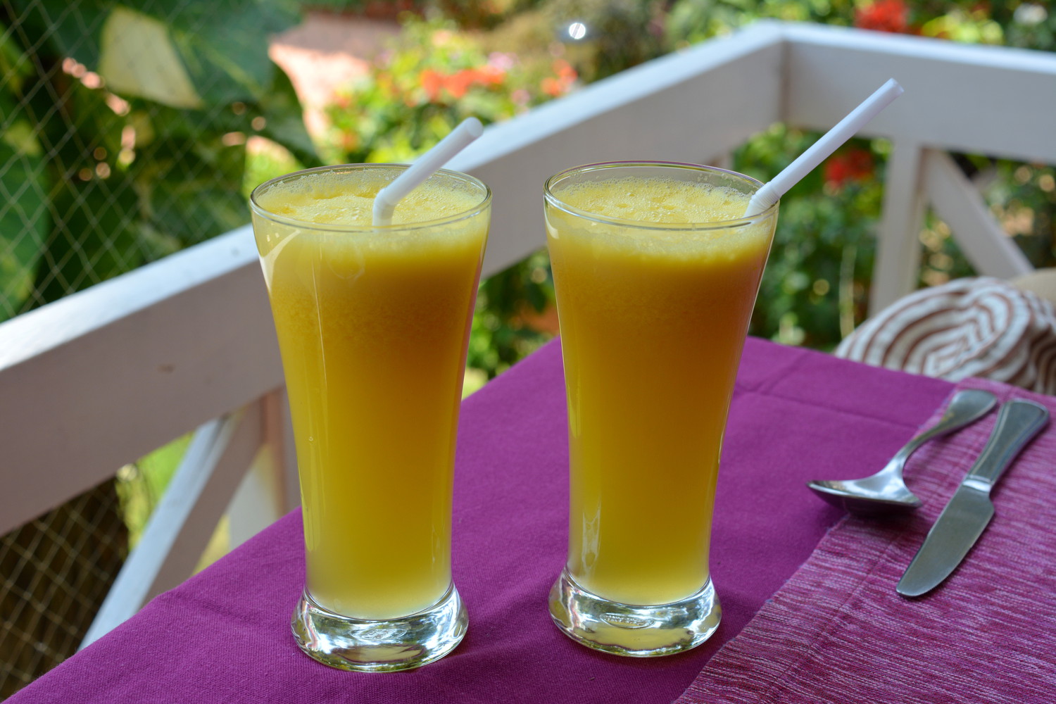 Two glasses of pineapple juice